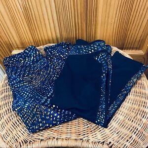 Fabletics set of 2 (two) blue yellow black 18 inch capri athletic leggings pants